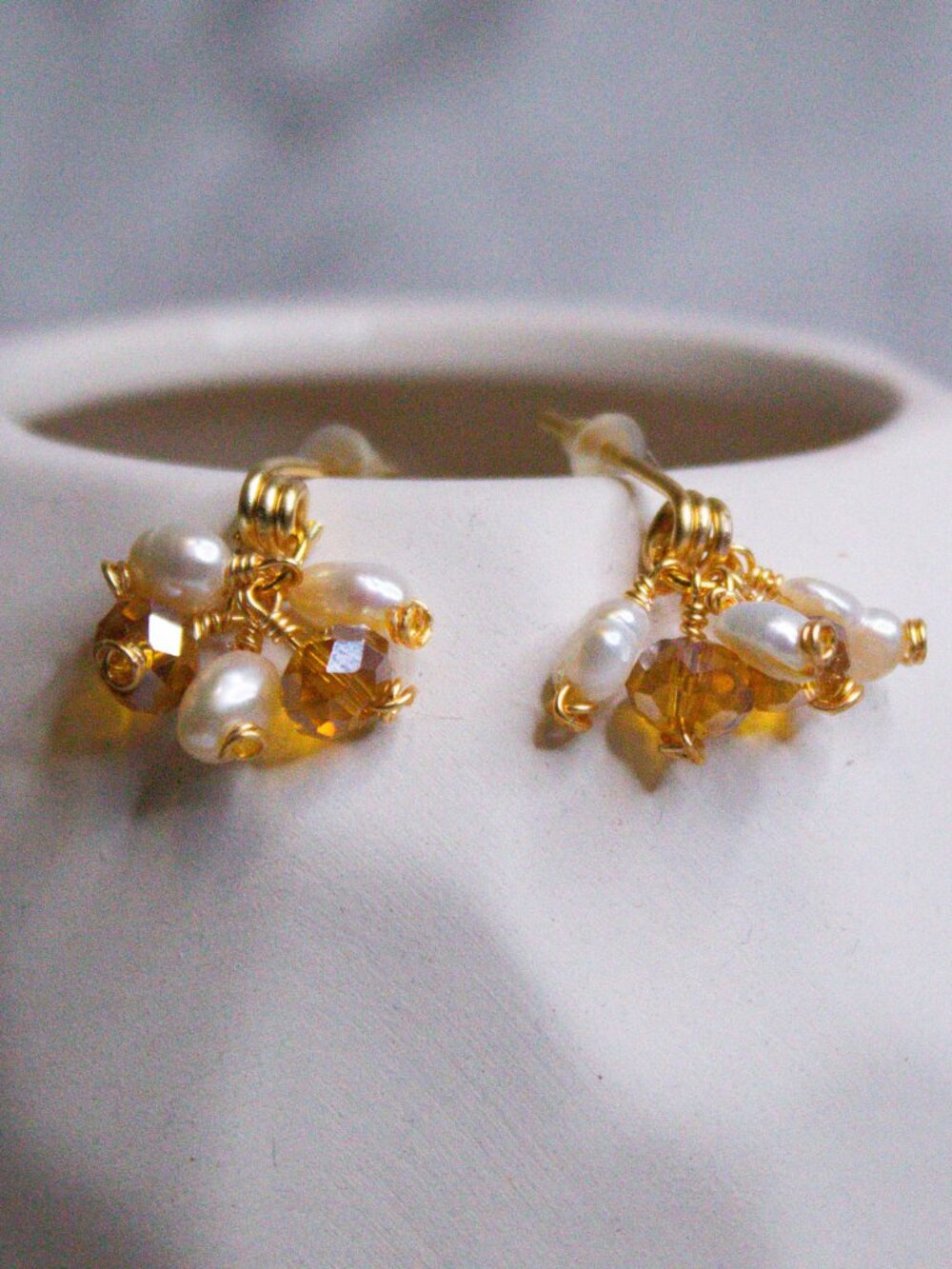 Pearls and crystals studs